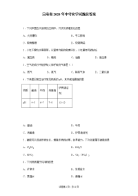 云南省2020年中考化学试题及答案