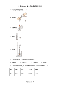 上海市2020年中考化学试题及答案