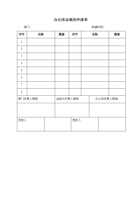 办公用品领用申请单