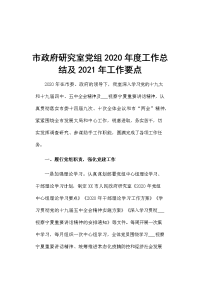 市政府研究室党组2020年度工作总结及2021年工作要点