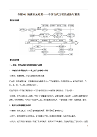 2021届高考必备知识手册：专题03隋唐宋元时期——中国古代文明的成熟与繁荣（原卷版）