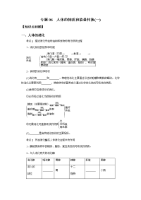 备战2021 中考科学  精讲精练 专题06 人体的物质和能量转换(一)（学生版）