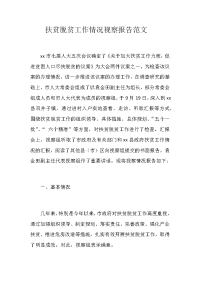 扶贫脱贫工作情况视察报告范文