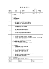 市场营销部各岗位说明书