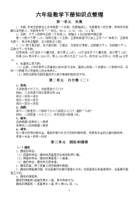 小学数学人教版六年级下册知识点整理（附对应题型练习）（直接打印每生一份复习必备）