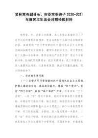 某县常务副县长、市委常委班子2020-2021年度民主生活会对照检视材料