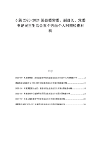 6篇2020-2021某县委常委、副县长、党委书记民主生活会五个方面个人对照检查材料