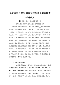 局党组书记2020年度民主生活会对照检查材料范文