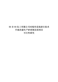 XX市XX化工有限公司对现有系统进行技术升级改建生产砂状氧化铝项目可行性研究报告