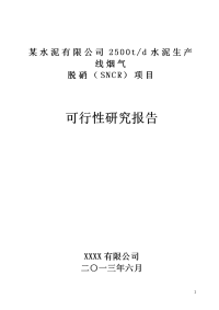 2500td水泥生产线烟气SNCR脱硝项目可行性研究报告