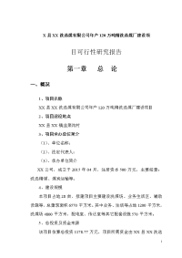 X县XX洗选煤有限公司年产120万吨精洗选煤厂建设项目可行性研究报告