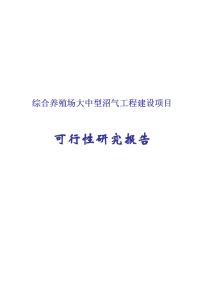 大西冲综合养殖场大中型沼气工程建设项目可行性研究报告