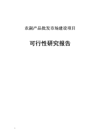 农副产品批发市场农贸市场建设项目可行性研究报告