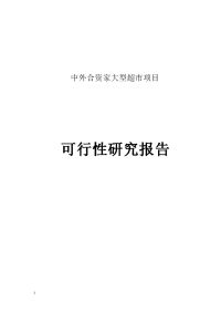 中外合资家大型超市项目可行性研究报告