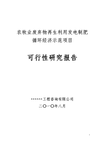 农牧业废弃物再生利用发电制肥循环经济示范项目可行性研究报告