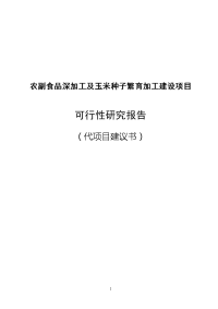 农副食品深加工及玉米种子繁育加工建设项目可行性研究报告