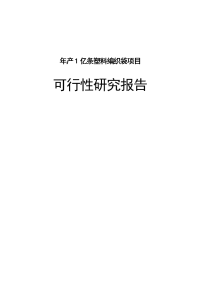 年产2亿条塑料编织袋项目可行性研究报告