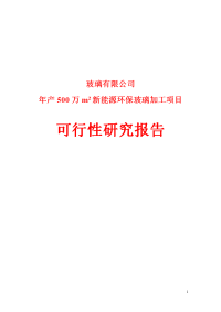 玻璃有限公司年产500万m2新能源环保玻璃加工项目可行性研究报告