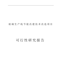 玻璃生产线节能改建技术改造项目可行性研究报告