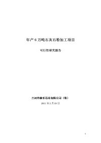 年产6万吨石灰石粉加工项目可行性研究报告报告