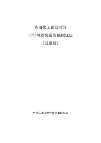 炼油化工建设项目可行性研究报告编制规定