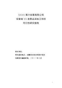 果品深加工项目可行性研究报告