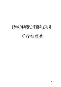 年产1万吨的碳酸二甲酯工厂建设项目可行性研究报告