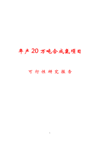 年产20万吨合成氨项目可行性研究报告