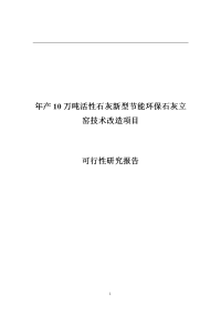 年产10万吨活性石灰新型节能环保石灰立窑技术改造项目可行性研究报告