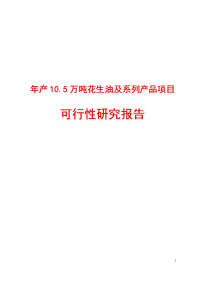 年产10.5万吨花生油及系列产品项目可行性研究报告(含财务表)