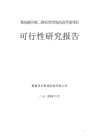 某高新区新二路农贸市场改造升级项目可行性研究报告