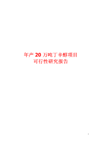 年产20万吨丁辛醇项目可行性研究报告