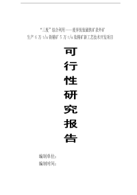 生产6万ta铁精矿5万ta钛精矿新工艺技术开发项目可行性研究报告