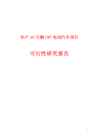 年产20万辆CNT电动汽车项目可行性研究报告