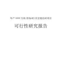 年产6000万块(折标砖)页岩烧结砖项目可行性研究报告