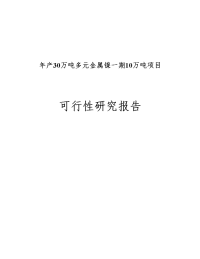 年产30万吨多元金属镍一期10万吨项目可行性研究报告