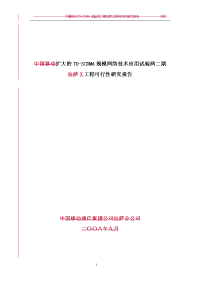 扩大的TD-SCDMA规模网络技术应用试验网二期可行性研究报告