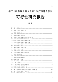 年产100条瑞士卷生产线建设项目可行性研究报告