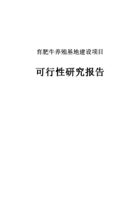 年出栏1万头育肥牛可行性研究报告