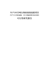 年产260万吨生物炭基复混肥工程产60万吨合成氨吨尿素项目技术改造可行性研究报告