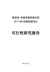 年产500吨葡萄酒项目可行性研究报告