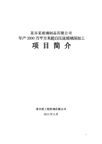 年产2000万平方米超白压延玻璃深加工项目可行性研究报告