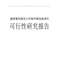 市蔬菜果品批发大市场升级改造项目可行性研究报告