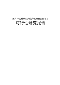 现有浮法玻璃生产线产品升级改造项目可行性研究报告