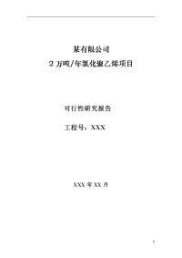 某有限公司2万吨年氯化聚乙烯项目可行性研究报告