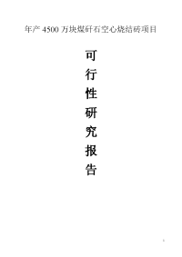 年产4500万块煤矸石空心烧结砖项目可行性研究报告