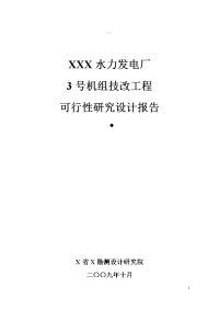 水力发电厂机组改造可行性研究报告