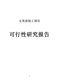 玉米深加工项目可行性研究报告