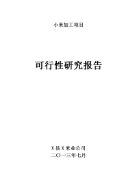 小米加工项目可行性研究报告