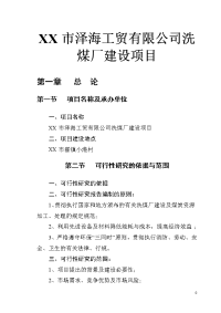 XX市泽海工贸有限公司洗煤厂建设项目可行性研究报告